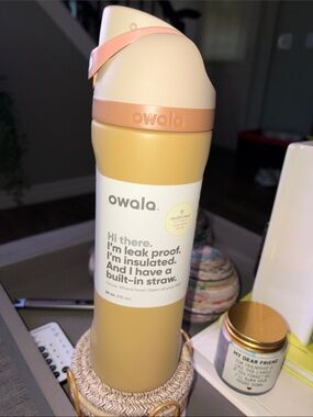 Owala Insulated Water Bottle with Built-In Straw - Mustard & Cream